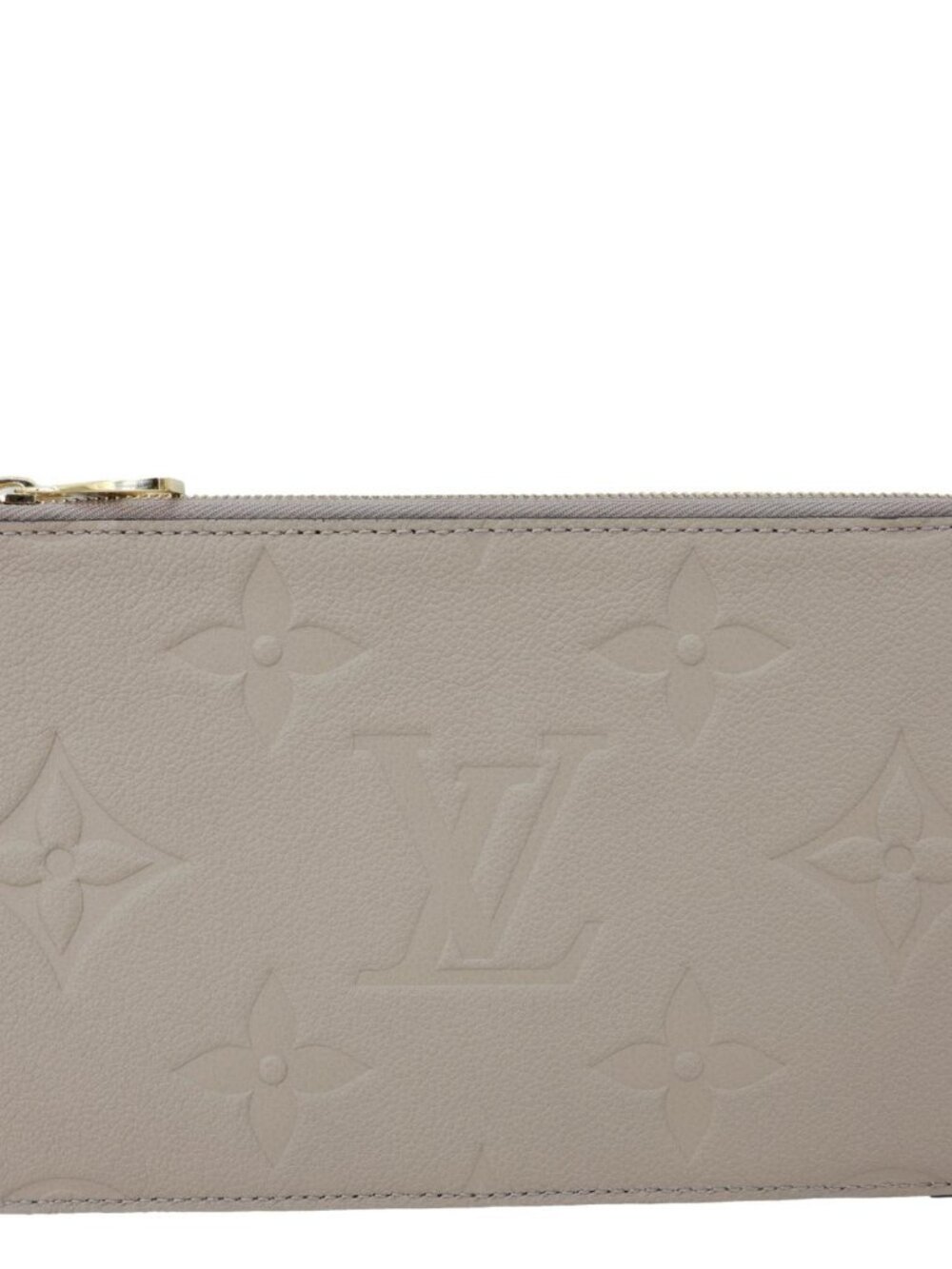 Louis Vuitton Neverfull Pochette Giant Monogram Empreinte Leather Wristlet Beig